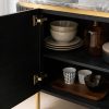 The Attic Carlston Sideboard Large, Multipurpose Cabinet for Kitchen and Living Room Storage, Classy Sideboard, Solid Mango Wood, Black Matte Finish
