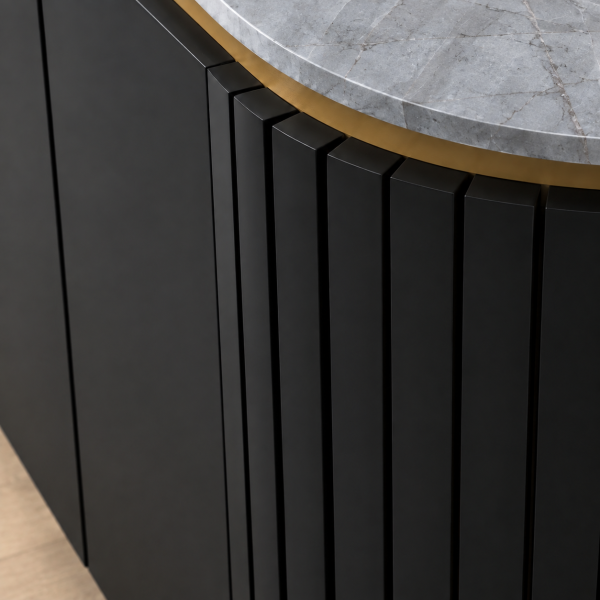 KL-2245B (6) The Attic Carlston Sideboard Large, Multipurpose Cabinet for Kitchen and Living Room Storage, Classy Sideboard, Solid Mango Wood, Black Matte Finish