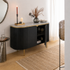 The Attic Carlston Sideboard, Multipurpose Cabinet for Kitchen and Living Room Storage, Classy Sideboard, Solid Mango Wood, Black Matte Finish