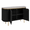 The Attic Carlston Sideboard, Multipurpose Cabinet for Kitchen and Living Room Storage, Classy Sideboard, Solid Mango Wood, Black Matte Finish