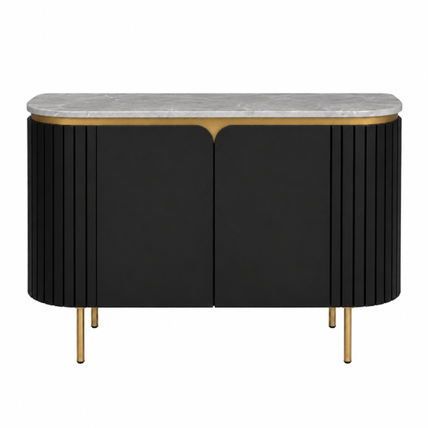 The Attic Carlston Sideboard, Multipurpose Cabinet for Kitchen and Living Room Storage, Classy Sideboard, Solid Mango Wood, Black Matte Finish