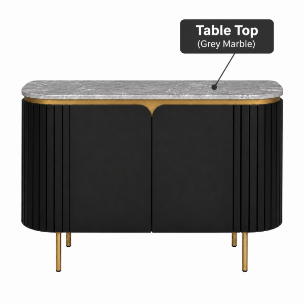 The Attic Carlston Sideboard, Multipurpose Cabinet for Kitchen and Living Room Storage, Classy Sideboard, Solid Mango Wood, Black Matte Finish
