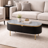 The Attic Carlston Coffee Table, Coffee Table for Living Room, Solid Wood Centre Table with Ceramic Top, Black Matte Finish