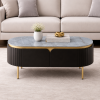 The Attic Carlston Coffee Table, Coffee Table for Living Room, Solid Wood Centre Table with Ceramic Top, Black Matte Finish