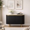 The Attic 2 Door Carlston Sideboard, Multipurpose Cabinet for Kitchen and Living Room Storage, Classy Sideboard,Solid Mango Wood, Black Matte Finish