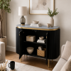 The Attic 2 Door Carlston Sideboard, Multipurpose Cabinet for Kitchen and Living Room Storage, Classy Sideboard,Solid Mango Wood, Black Matte Finish