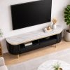 The Attic Carlston TV Cabinet Large, Solid Wood Sideboard TV Cabinet for Living Room, Classy TV Cabinet, Wooden Free Standing TV Unit Side Board Table with Storage, Black Matte Finish