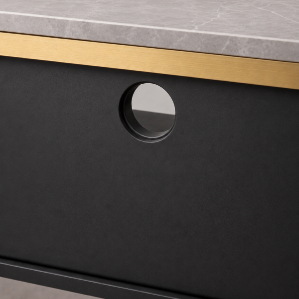 The Attic Carlston TV Cabinet Large, Solid Wood Sideboard TV Cabinet for Living Room, Classy TV Cabinet, Wooden Free Standing TV Unit Side Board Table with Storage, Black Matte Finish