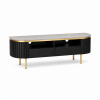 The Attic Carlston TV Cabinet Large, Solid Wood Sideboard TV Cabinet for Living Room, Classy TV Cabinet, Wooden Free Standing TV Unit Side Board Table with Storage, Black Matte Finish