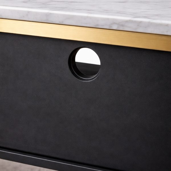 The Attic Carlston TV Cabinet Large, Solid Wood Sideboard TV Cabinet for Living Room, Classy TV Cabinet, Wooden Free Standing TV Unit Side Board Table with Storage, Black Matte Finish