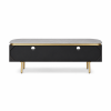 The Attic Carlston TV Cabinet Large, Solid Wood Sideboard TV Cabinet for Living Room, Classy TV Cabinet, Wooden Free Standing TV Unit Side Board Table with Storage, Black Matte Finish