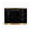 KL-2357B (10) The Attic Carlston Bar Cabinet, Hard and Soft Drinks Bar Storage Cabinet, Wine Wisky Scotch, Bar for Home, Solid Mango Wood, Black Matte Finish