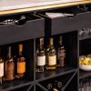 KL-2357B (3) The Attic Carlston Bar Cabinet, Hard and Soft Drinks Bar Storage Cabinet, Wine Wisky Scotch, Bar for Home, Solid Mango Wood, Black Matte Finish