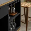 KL-2357B (4) The Attic Carlston Bar Cabinet, Hard and Soft Drinks Bar Storage Cabinet, Wine Wisky Scotch, Bar for Home, Solid Mango Wood, Black Matte Finish