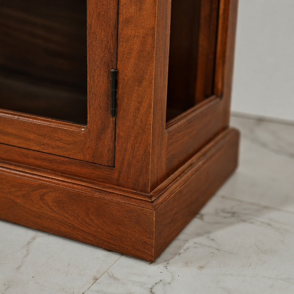 The Attic Havenwood Glass Panel Bookshelf Cabinet Honey