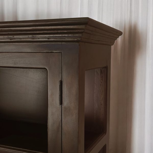 KL-2360WG (3) The Attic Havenwood Glass Panel Bookshelf Cabinet Walnut