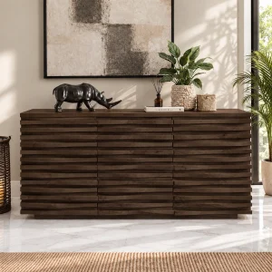 KW-2169W (1) The Attic Artic Sideboard, Multipurpose Cabinet for Kitchen and Living Room Storage, Crockery Storage, Solid Acacia Wood, Walnut Matte Finish