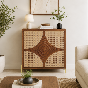 The Attic Arcus Cabinet Teak Finish