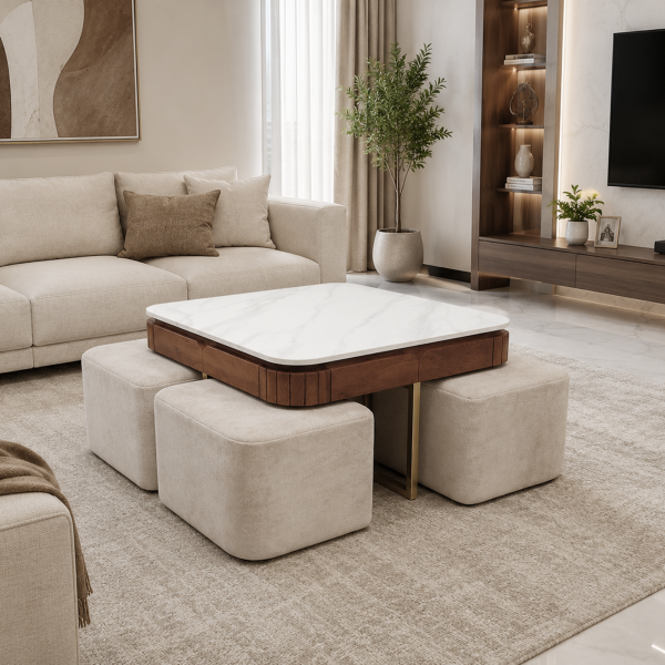 ChatGPT Image May 25, 2026, 11_11_21 AM The Attic Carlston Coffee Table with 4 stool