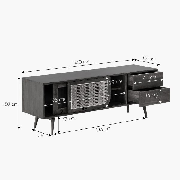 The Attic Ines TV Cabinet, Natural Matte Finish