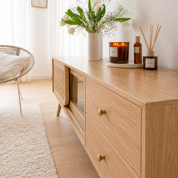 The Attic Ines TV Cabinet, Natural Matte Finish
