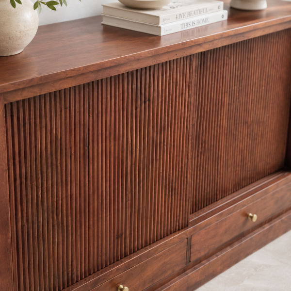 KL-2319H (5) The Attic Velora Cabinet, Kitchen and Living Room Storage, Solid Wood, HoneyFinish