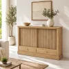 The Attic Velora Cabinet, Kitchen and Living Room Storage, Solid Wood, Natural Finish