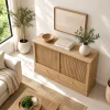 The Attic Velora Cabinet, Kitchen and Living Room Storage, Solid Wood, Natural Finish