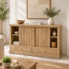 The Attic Velora Cabinet, Kitchen and Living Room Storage, Solid Wood, Natural Finish