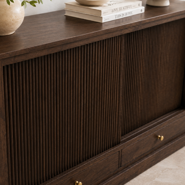 The Attic Velora Cabinet, Kitchen and Living Room Storage, Solid Wood, Walnut