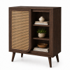 KL-2366W (5) The Attic Ines Cabinet, Coffee Table for Living Room, Solid Wood Centre Table with Cane with sliding doors, Walnut Finish