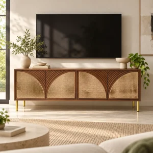 The Attic Arcus TV Cabinet , Teak Matte Finish