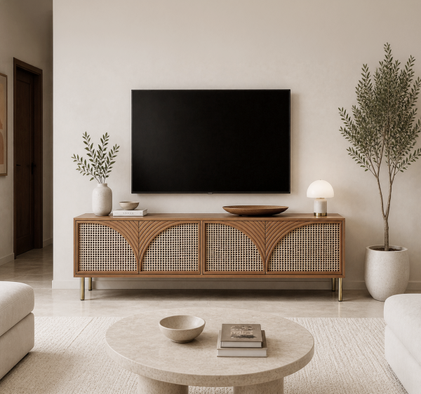 KL-2369T (1) The Attic Arcus TV Cabinet , Teak Matte Finish