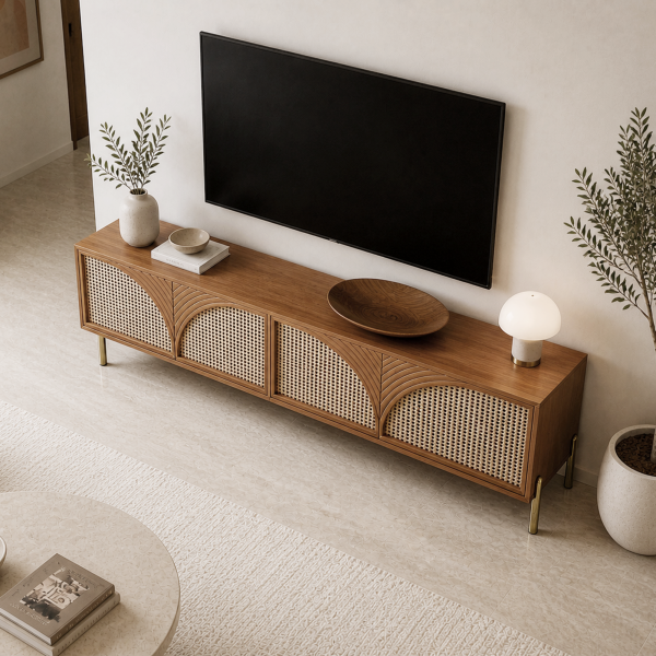 KL-2369T (3) The Attic Arcus TV Cabinet , Teak Matte Finish
