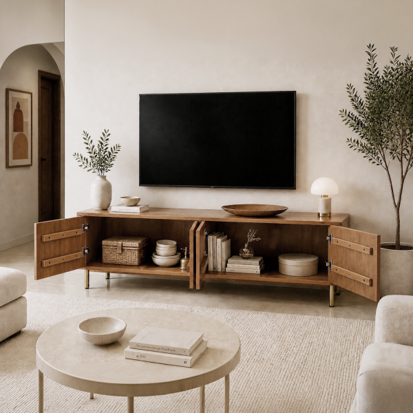 KL-2369T (4) The Attic Arcus TV Cabinet , Teak Matte Finish