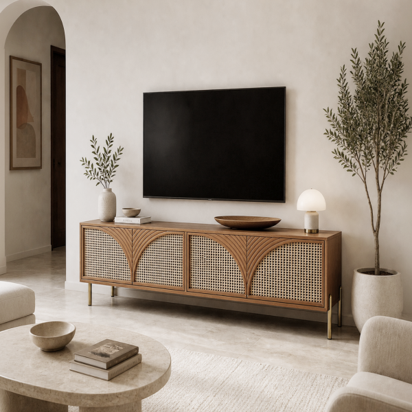 KL-2369T (6) The Attic Arcus TV Cabinet , Teak Matte Finish