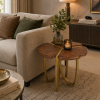 The Attic Roselle End Table, Provincial Teak & Gold