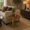 The Attic Roselle End Table, Provincial Teak & Gold