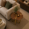 The Attic Roselle End Table, Provincial Teak & Gold