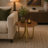 The Attic Roselle End Table, Provincial Teak & Gold