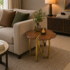 The Attic Roselle End Table, Provincial Teak & Gold