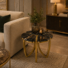 The Attic Roselle End Table,  End Table for Living Room,  Metal & marble Unique Design, Black & Gold