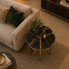 The Attic Roselle End Table,  End Table for Living Room,  Metal & marble Unique Design, Black & Gold