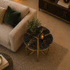 The Attic Roselle End Table,  End Table for Living Room,  Metal & marble Unique Design, Black & Gold