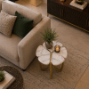 The Attic Roselle End Table,  End Table for Living Room,  Metal & marble Unique Design, Gold & White Finish