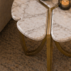 The Attic Roselle End Table,  End Table for Living Room,  Metal & marble Unique Design, Gold & White Finish