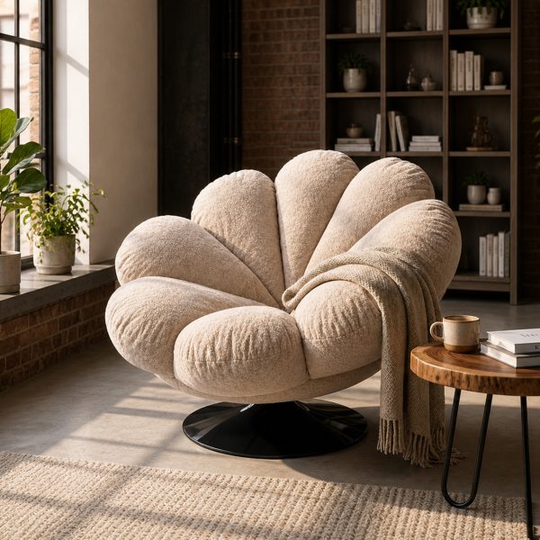 The Attic FloraNest Lounge Chair, Living room chair, bedroom modern chair, cozy & comfy chair Peach