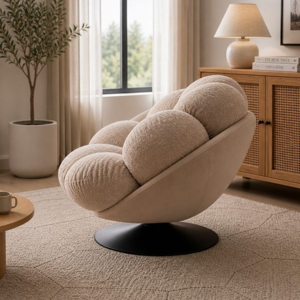 The Attic FloraNest Lounge Chair, Living room chair, bedroom modern chair, cozy & comfy chair Peach