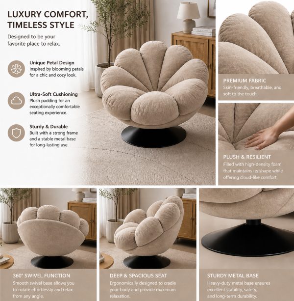 The Attic FloraNest Lounge Chair, Living room chair, bedroom modern chair, cozy & comfy chair Peach