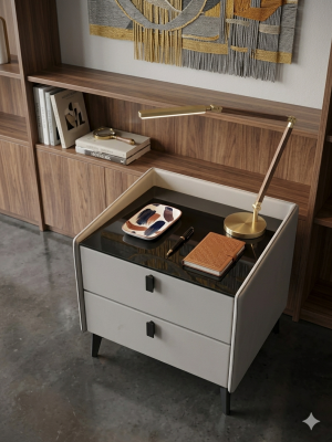 The Attic Verona Bedside Table, bedroomtable, night stand table, upholstered premium table